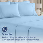 Standard Pillow Cases - 4 Pack - Super Soft Pillowcase Covers - Envelope Enclosure - Hotel Quality Pillow Protectors - Wrinkle Free, Fade & Stain Resistant - Machine Washable - 20" x 26" (Light Blue)