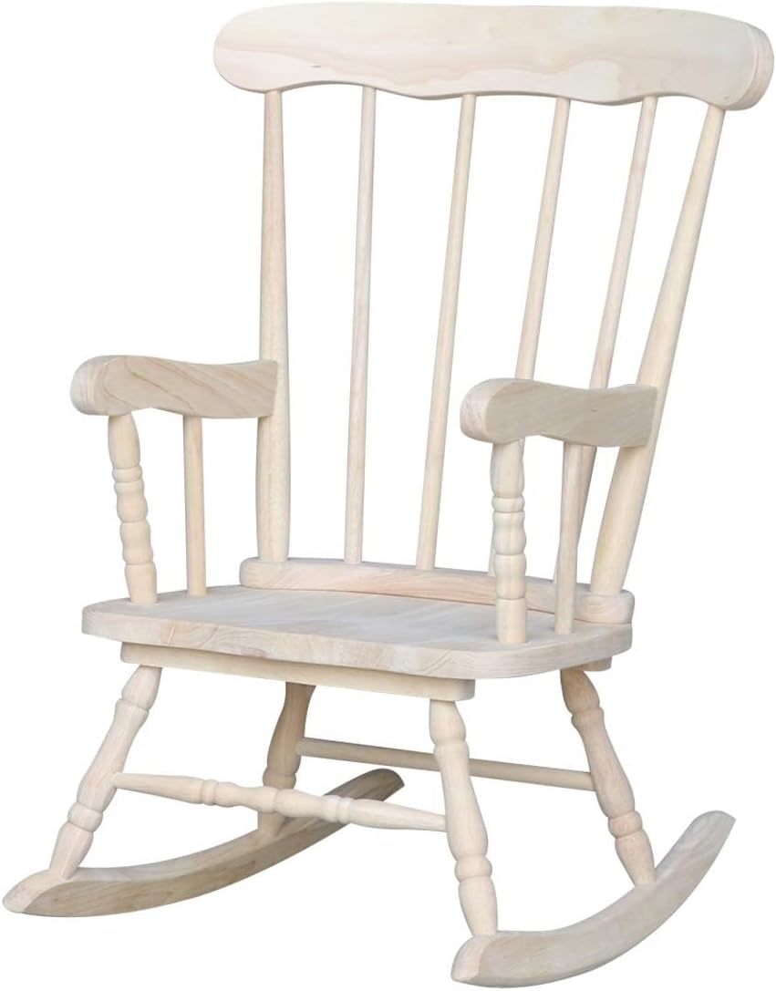 Rosebery Kids Traditional Solid Hardwood Rocking Chair, Natural Finish, 29.5" H x 20.47" W x 21.85" D, Durable Wooden Construction, Ready to Assemble, Perfect for Children's Room Seating