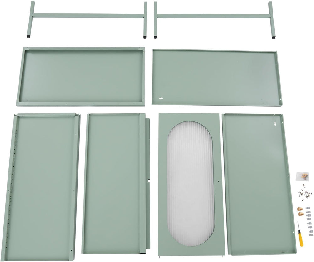 Accent Cabinet with Glass Doors – 3 Tier Storage, Modern Coffee Bar Station P...