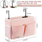 Bedside Storage Organizer 5 Pockets with 4 Hooks Hanging Storage Bag for Headboards/Bunk Bed (2Pack Pink)