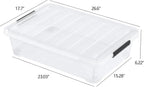 40 Quarts Clear Stackable Underbed Box, Shallow Underbed Bins with Wheels Set of 3