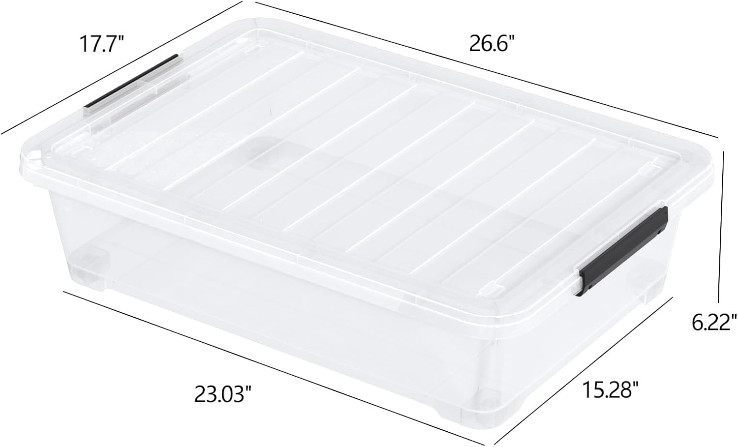 40 Quarts Clear Stackable Underbed Box, Shallow Underbed Bins with Wheels Set of 3