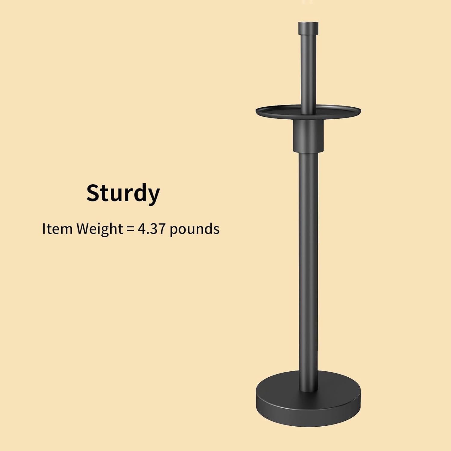 YUMORE Freestanding Toilet Paper Holder, Matte Black/Floor Standing Weighted Base Toilet Paper Holder Stand