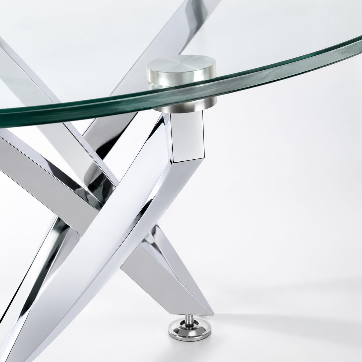 31.5" Round Glass Dining Table for 2-4, Tempered Glass Kitchen Tabletop with Chrome Legs, Clear Modern Small Circle Table for Apartment, Dining Room (Silver)