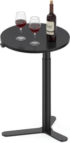 SANODESK 19.7'' Pneumatic Height Adjustable Round Dining Table Bar Table | Height 25.8"–41.3",Wooden Modern Kitchen Table for Snacks & Coffee, Ideal for Living Room Bedroom Balcony Small Spaces,Black