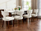 Soft Padded Dining Chairs Set of 4, Modern Farmhouse Upholstered Chairs with Linen Fabric & Rubber Wood Legs, Ergonomic Armless Seats for Dining Room Kitchen Living Room (Beige)