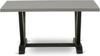 East West Furniture V696FR102-6 6 Piece Dining Set Contains a Rectangle Dining Room Table with V-Legs and 4 Light Beige Linen Fabric Upholstered Chairs with a Bench, 36x60 Inch, Multi-Color