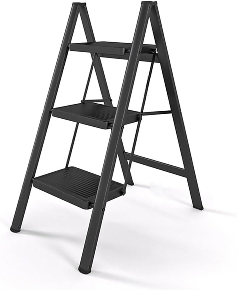 Trapezoidal 3-Tier Folding Ladder Shelf - Wrought Iron Floor Display Rack for Balcony, Living Room & Boho Home Decor, Perfect for Plants & Books