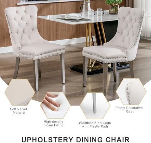 RGZ 5 PCS Luxury Clear Glass Round Dining Table Set, 47'' Modern Circ...