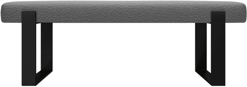 VANT Upholstered Bed Bench, Boucle Grey, Matte Black
