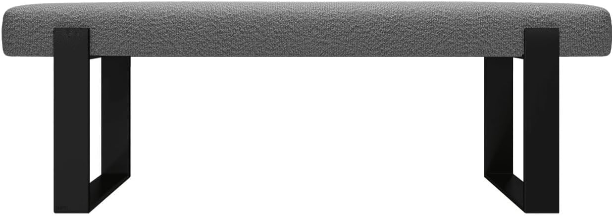 VANT Upholstered Bed Bench, Boucle Grey, Matte Black