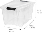 IRIS USA 32 Qt Stackable Plastic Storage Bins with Lids, 4 Pack - BPA-Free, Made in USA - See-Through Organizing Solution, Latches, Durable Nestable Containers, Secure Pull Handle - Clear