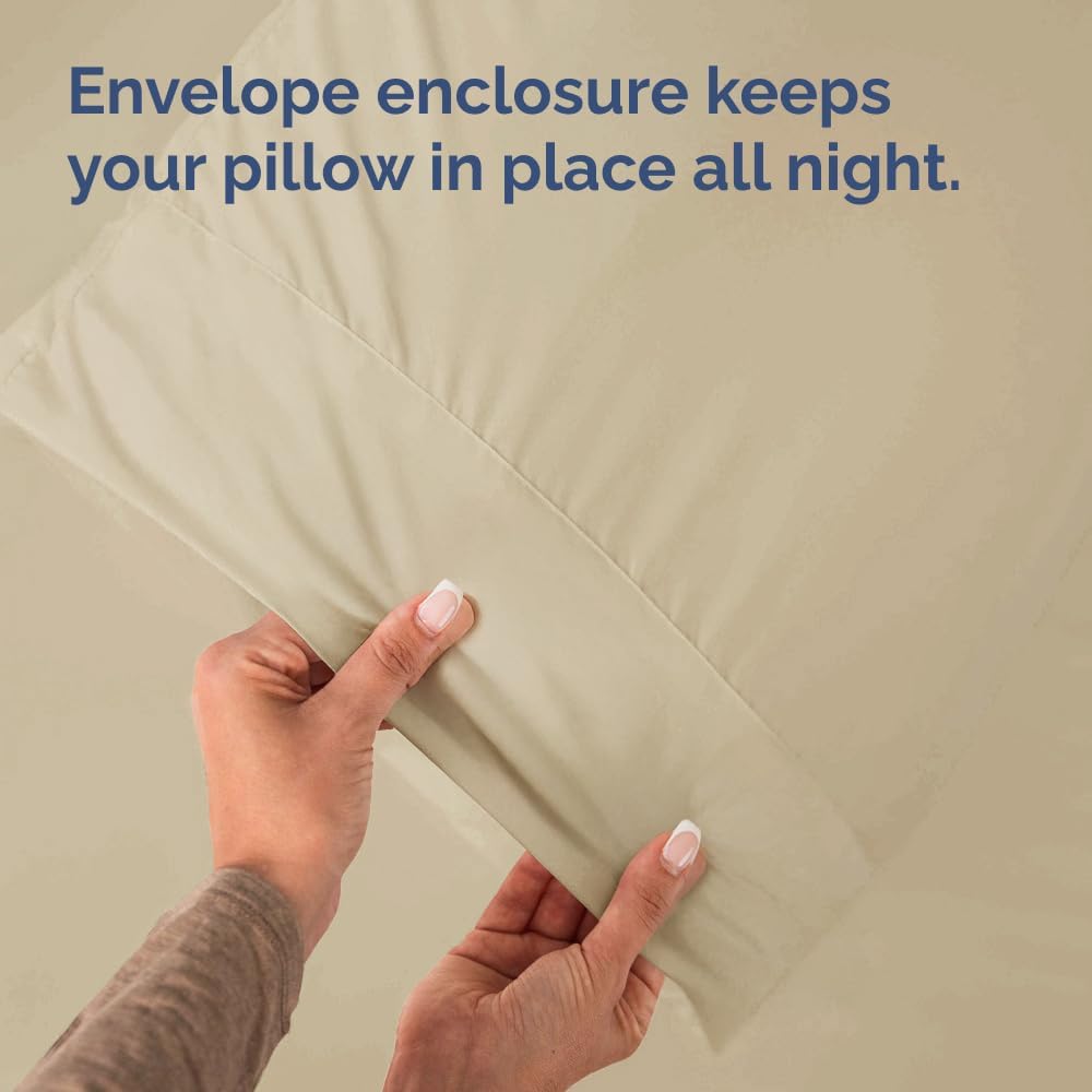King Pillow Cases - 4 Pack - Super Soft Pillowcase Covers - Envelope Enclosure - Hotel Quality Pillow Protectors - Wrinkle Free, Fade, Shrink & Stain Resistant - Machine Washable - 20" x 40" (Cream)