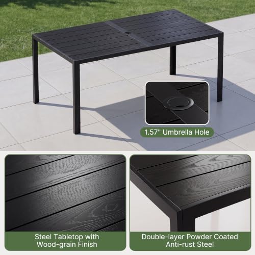 Ahomly Patio Table and Chairs Set for 6, Patio Dining Set, Black