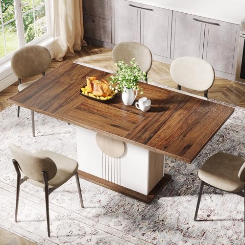 Tribesigns 55" Rectangular Dining Table for 4 to 6 People, Farmhouse Woo...