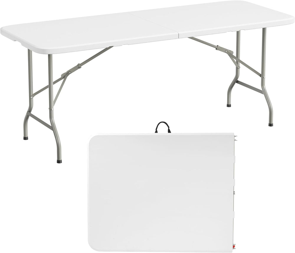 Elevon 6 Feet Heavy Duty Folding Table with Adjustable Height, Fold-in-Half P...