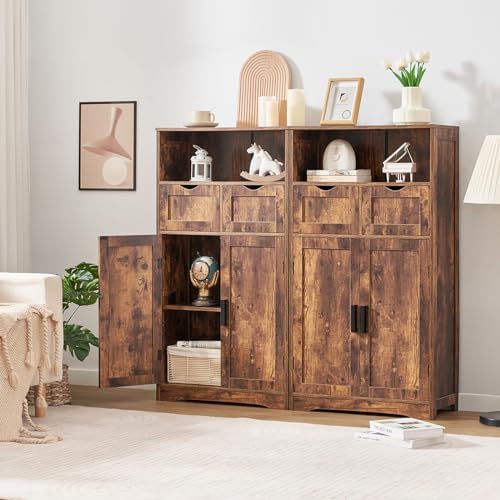 Iwell Bathroom Storage Cabinet with 2 Drawers, Small Kitchen Pantry Cabinet