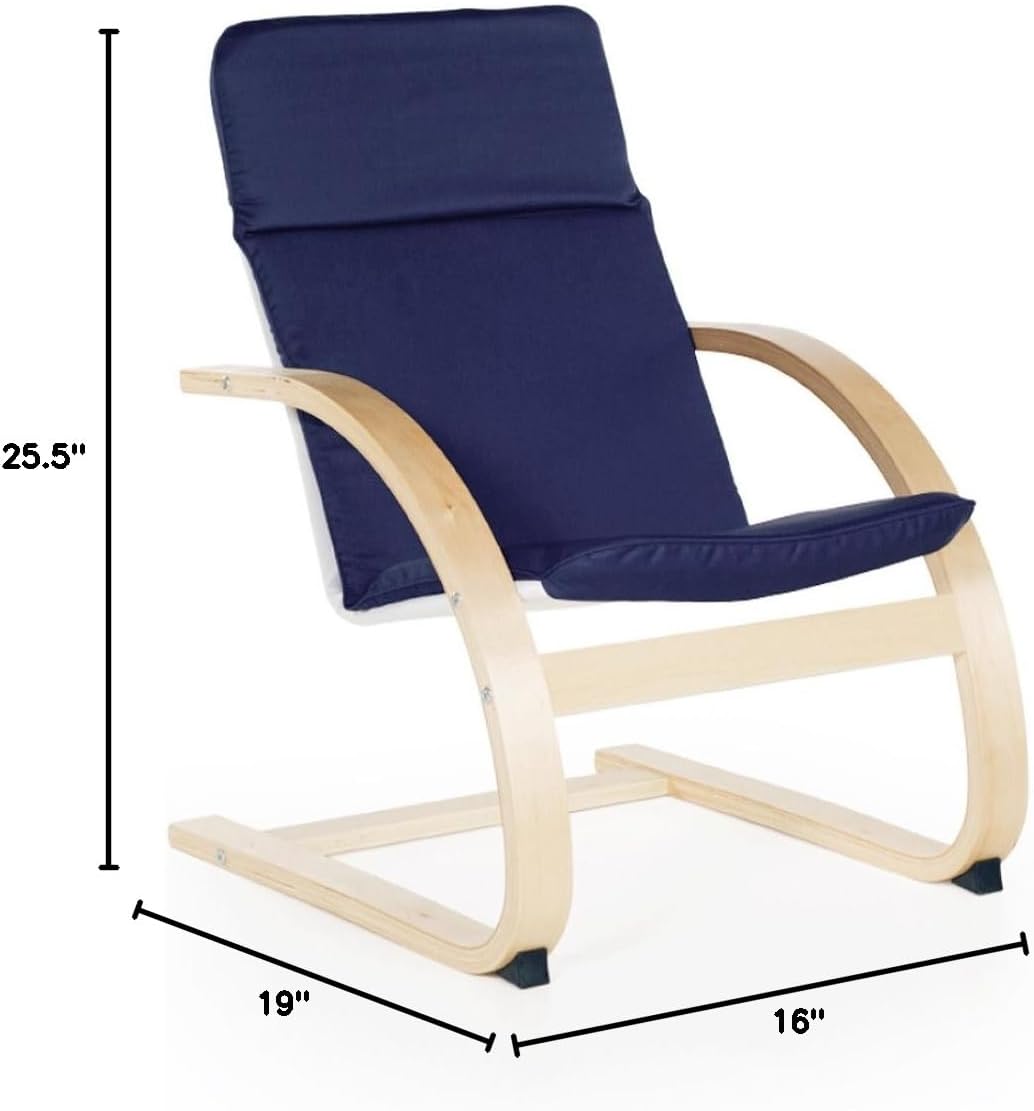 Guidecraft Kiddie Rocker - Blue, Comfortable Cushioned Children's Rocker with Wooden Frame, Classroom Seating for up to 120 Pounds