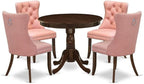 East West Furniture ANDA5-AWA-23 5 Piece Dinette Set Consists of a Round Dining Table with Pedestal and 4 Polyester Fabric Parson Kitchen Chairs, 36x36 Inch, Antique Walnut
