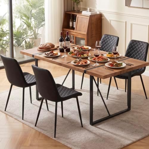 PU Leather Dining Chairs Set of 4, Modern Armless Dining Room Chairs, Comfy U...