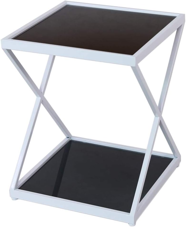 Telephone Table, 2 Tier Tempered Glass Sofa Side Table Living Room Iron Art C...