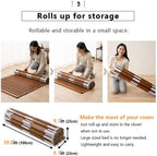 EMOOR Wood Roll-Type Slatted Bed OSMOS Twin for Japanese Futon Mattress (Brown), Breathable Floor Sleep Tatami Mat