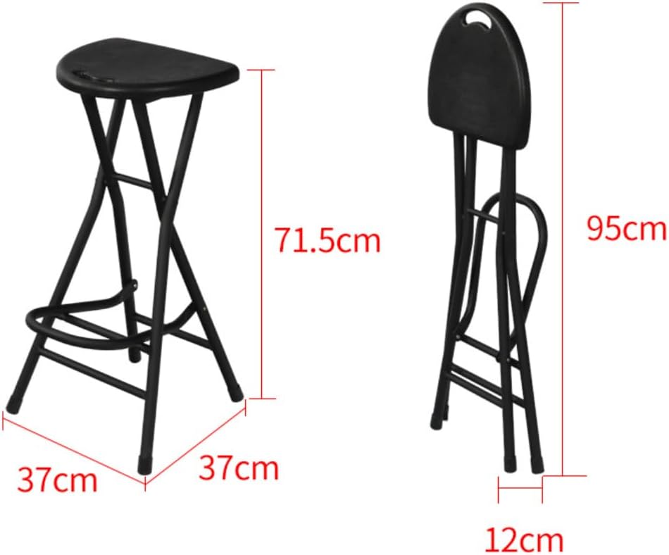 Black Adult Folding Stool with Handle and Foldable Pole Stool, 28 inch Foldin...