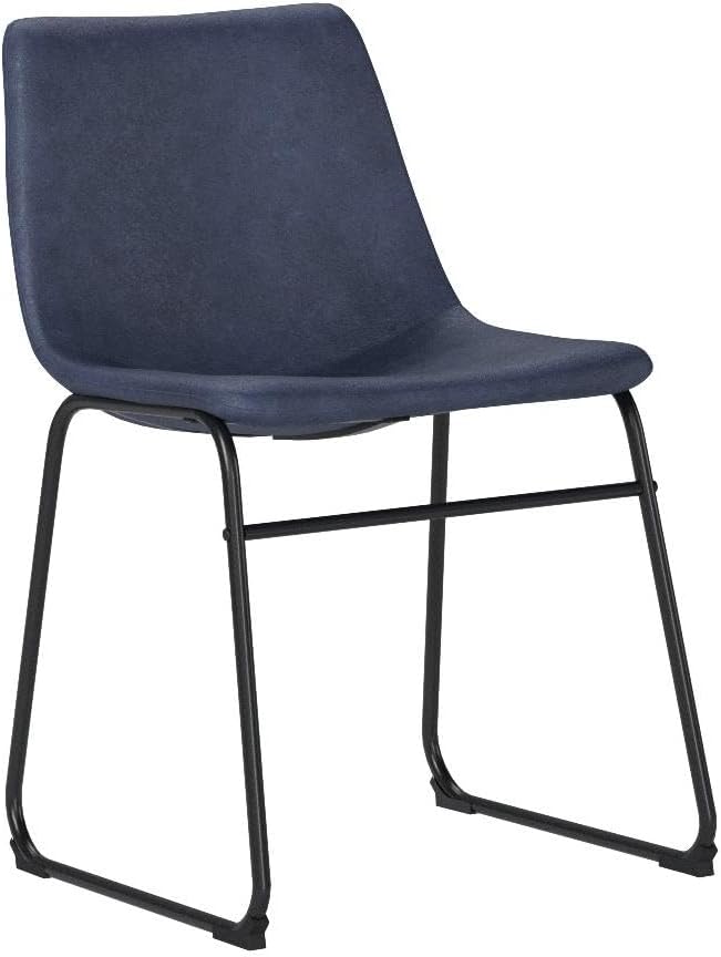 Walker Edison Douglas Urban Industrial Faux Leather Armless Dining Chairs, Se...