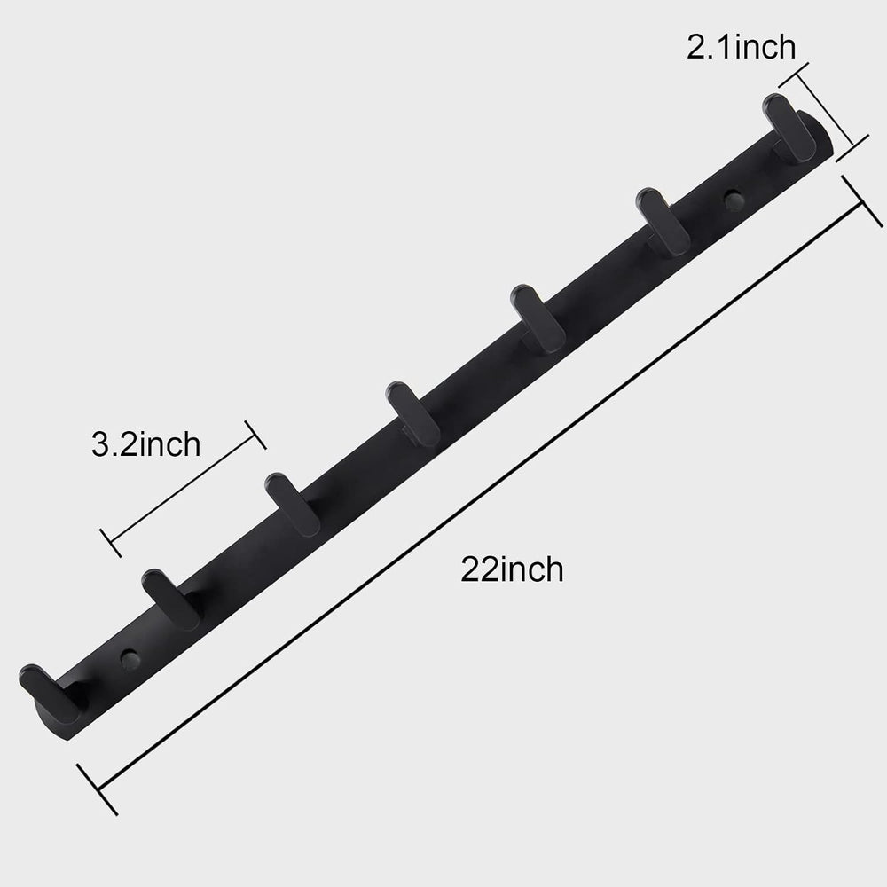 Coat Rack Wall Mount with 7 Hooks, Black Wall Coat Hook, Wall Mounted Modern ...