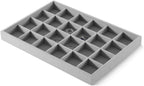 Velvet Stackable Jewelry Display Tray, 24 Grid Earring Ring Storage Tray, Drawer Divider Jewelry Accessories Organizer Plate (Gray)