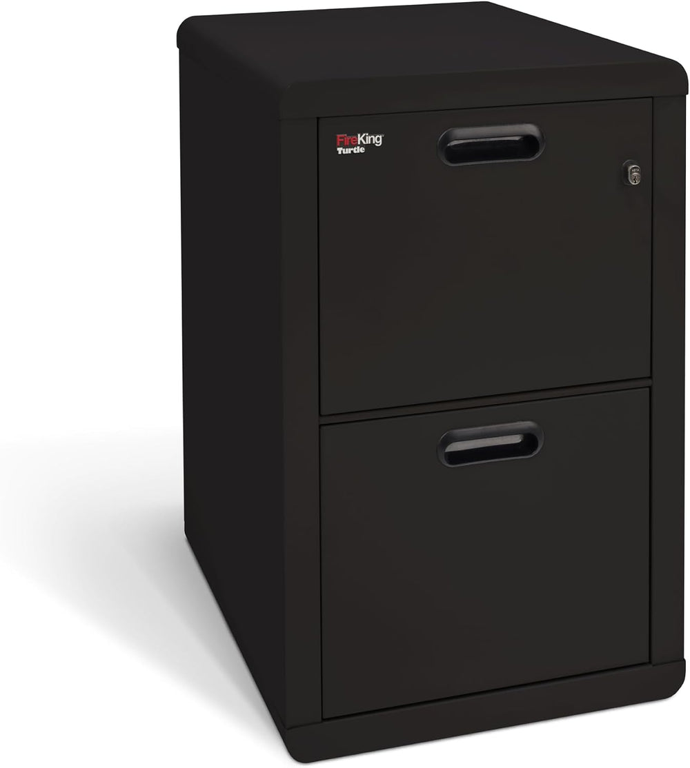 FireKing Turtle Contour 2 Drawer Fire Rated File Cabinet, Black | 1 Hour Fire...