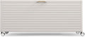 MIRADOR 281 Gallon Outdoor Storage Box Waterproof, Metal Deck Box with wheels for Patio Furniture, Garden Tools, Outdoor Cushion, Latte