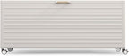 MIRADOR 281 Gallon Outdoor Storage Box Waterproof, Metal Deck Box with wheels for Patio Furniture, Garden Tools, Outdoor Cushion, Latte
