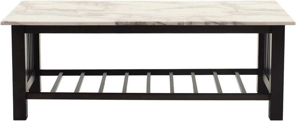 Contemporary 3pc Occasional Table Set Faux Marble Top Open Storage