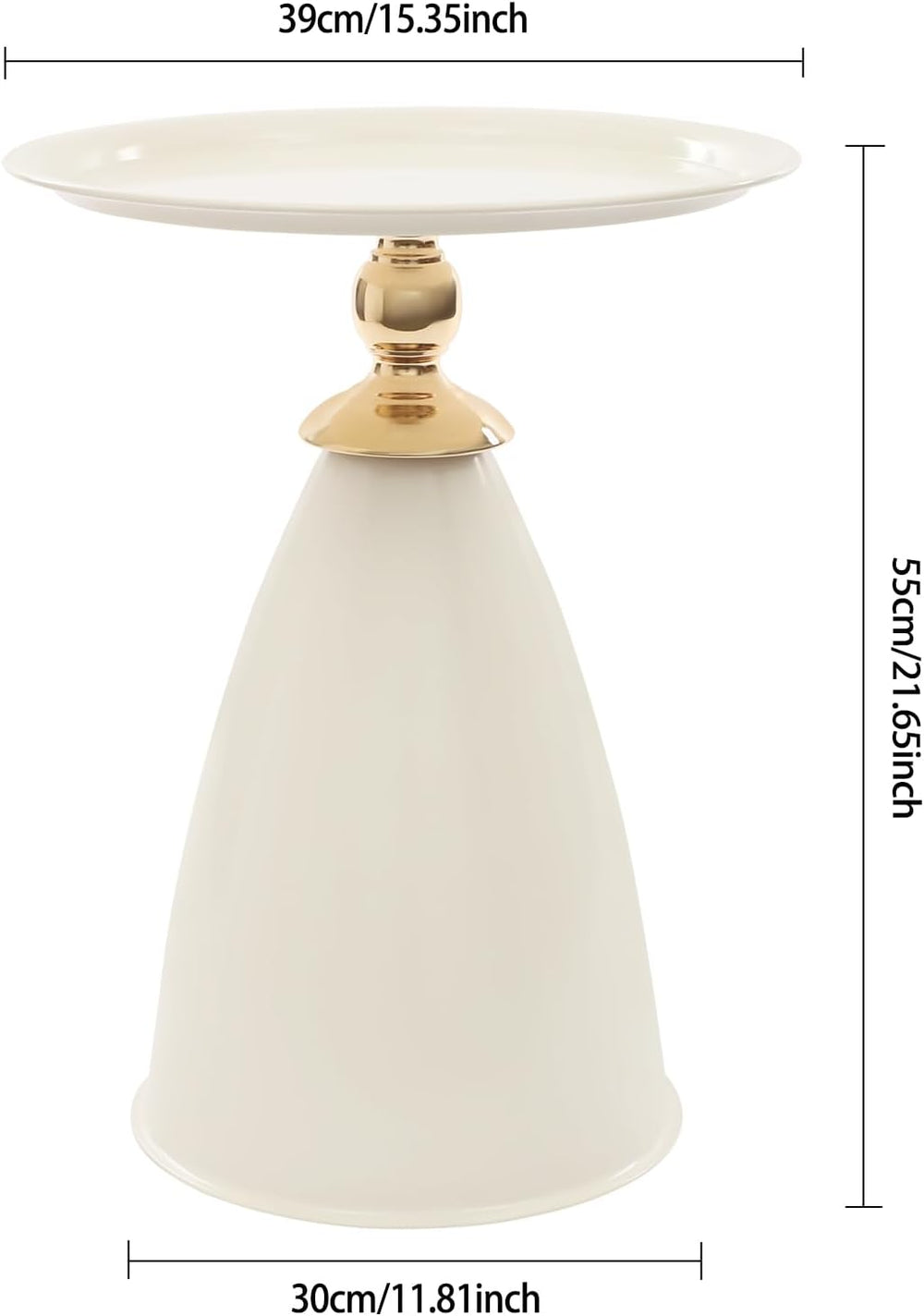 Small Drink Pedestal End Table, Modern Round Metal Pedestal Accent Tables, 15...