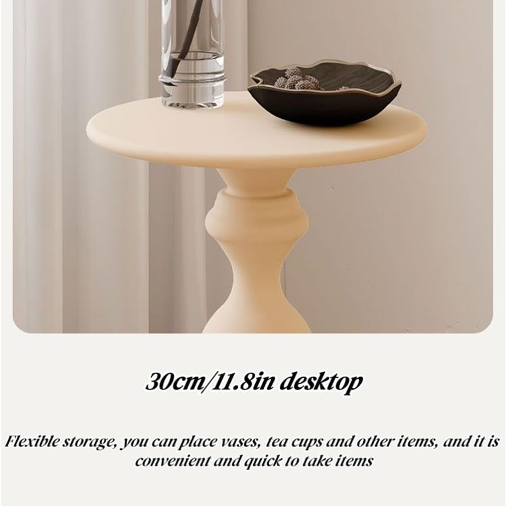 Creative-Shaped Iron Side Table, Narrow End Table with Round Desktop, Minimal...