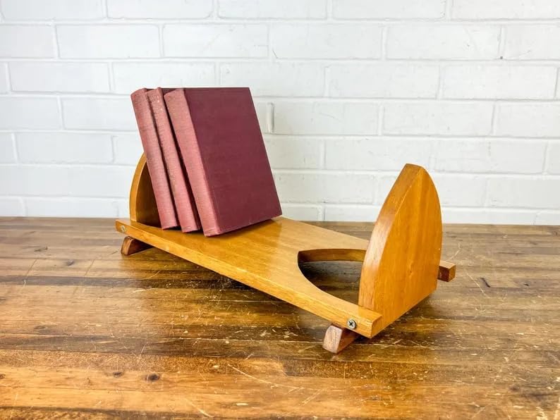 Solid Wood Bookends, Rustic Oak Book Holders for Shelves, Non-Slip Bottom Bookends for Books, Magazines, DVDs, Decorative Book Organizers for Home Office Library, Natural Wood Finish