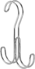 iDesign Classico Over the Rod, Closet Accessory Organizer for Ties, Belts, Handbags, Fashion Jewelry - 2 Hooks, Chrome