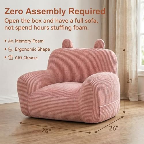 Stuffed Animal Bean Bag Storage Chair Cover (No Filler) Soft Washable Stuffable Removable Premium Organizing Plush Toys Comfortable Organizer Keep Clutter with Premium Adults (Pink, Sofa with Filler)