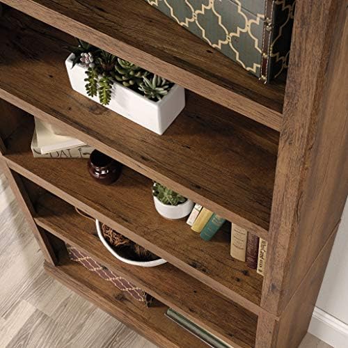 Sauder 5 Tier Book Shelf Wooden Bookcase Multipurpose Bookshelf for Home Offi...