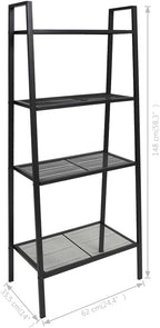 4 Tier Metal Ladder Shelf, Industrial Bookcase Ladder-Shaped Plant Flower Stand Rack, 24.4"x14"x58.3", Black,-621
