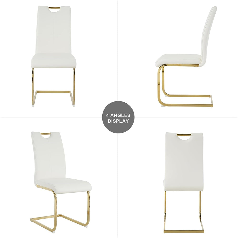 5-Piece Dining Room Table Set, Modern 36" Round Gold Glass Dining Table ...