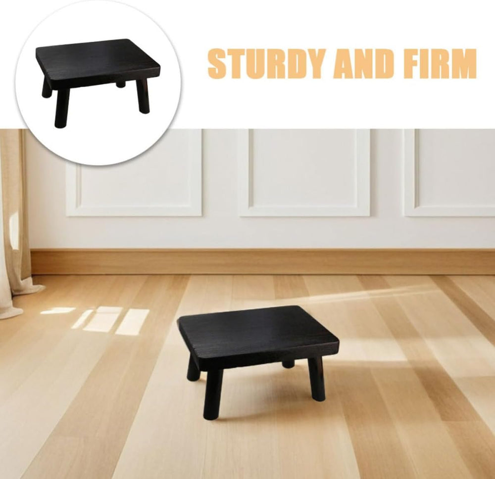 ibasenice Japanese Style Rectangular Wooden Low Table and Small Wood Stool Re...