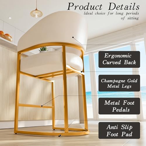 Modern Counter Height Bar Stools,Bar Stools Set of 3,PU Leather Upholstered B...
