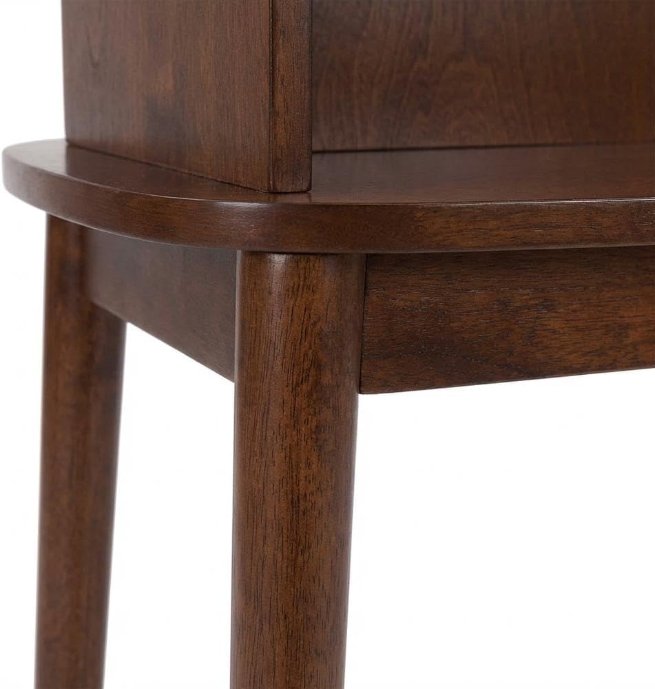 Furnifact Brown Chairside End Table, 2 Tier Shelves, Mid-Century Style Solid ...