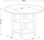 East West Furniture SUDA5-LWH-W 5 Piece Dining Room Furniture Set Includes a Round Kitchen Table with Dropleaf & Shelves and 4 Dining Chairs, 42x42 Inch, Linen White