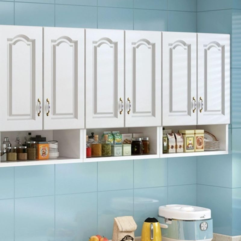 Wall Mounted Kitchen Pantry Storage Cabinet, White Narrow Sideboard Hanging C...
