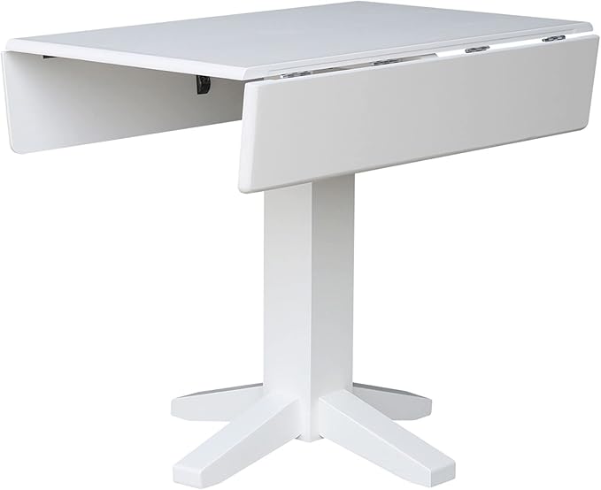 Solid Wood 36" Square Dual Drop Leaf Dining Table, White