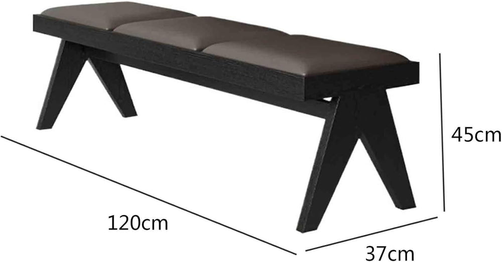 Modern Retro Wooden Upholstered Dining Table Cloakroom Shoe-Changing Stool Be...
