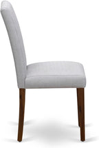 East West Furniture AMAB3-AWA-05 3 Piece Kitchen Table Set for Small Spaces Contains a Round Dining Room Table with Pedestal and 2 Grey Linen Fabric Parsons Chairs, 36x36 Inch, Walnut